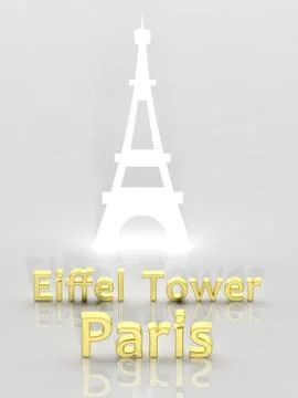 Elegant background with Eiffel Tower and Paris 3d text Stock Illustration