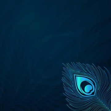 Elegant background with a glowing blue peacock feather. Modern and spiritua.. Stock Illustration