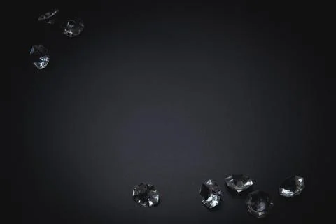 Elegant background, template for text or logo. Diamonds on the black backgrou Stock Photos