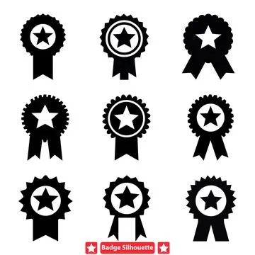 Elegant Badge Vector Set Stylish Silhouettes for Badges &amp; Patches Stock Illustration