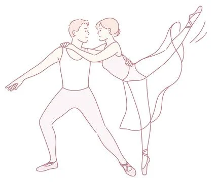 An Elegant Ballet Dance Couple Posing Beautifully in an Artistic and Expressive Ilustração Stock