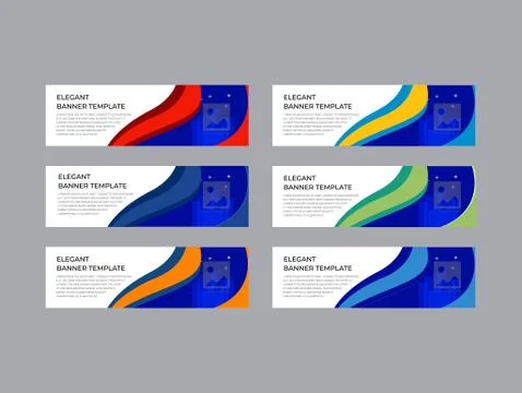 Elegant Banner Template Design Vector Set. Stylish Design And colorful Stock Illustration