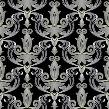 Elegant Baroque 3d seamless pattern. Vector ornate floral background with abs Illustrazione stock