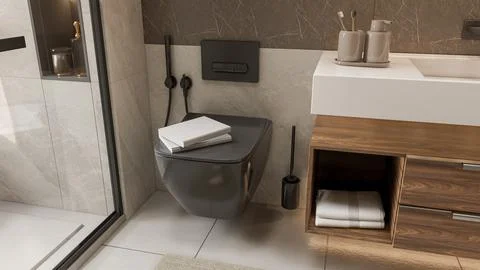 Elegant Bathroom Setup 4K Stock Illustration