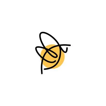 Elegant bee. Vector logo in bold line style Stock Illustration