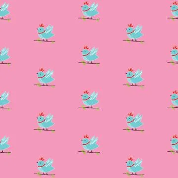 Elegant bird vector seamless pattern Stock Illustration