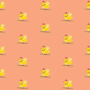 Elegant bird vector seamless pattern Stock Illustration