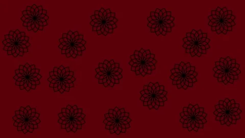 Elegant Black Floral Geometric Patterns on Dark Red Background 2025 Design Vídeo Stock 344875489