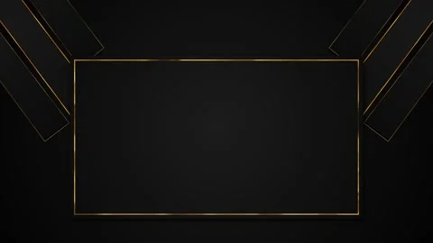 Elegant black gold rectangle frame clean metallic border, dark luxury panels, mo Stock Footage 340476915
