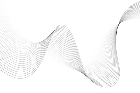 Elegant black line wave pattern with flowing curves clean white copy space 스톡 일러스트