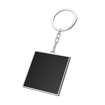 Elegant Black Rectangle Keychain with Blank Space for Your Design. 3d Renderi Stock-Illustration