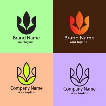 Elegant Bloom Emblem logo Stock Illustration