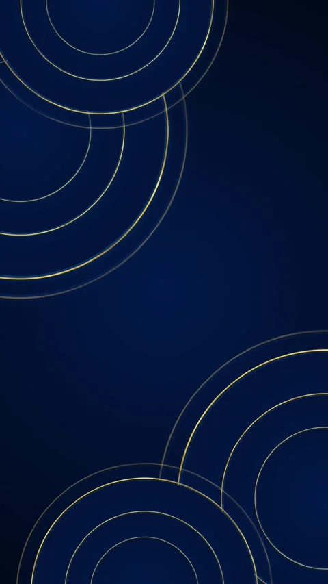 Elegant blue gold ring layout circular outlines, dark navy space, and premium mo Stock Footage 340477299