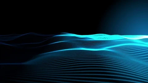 Elegant blue horizontal strings waving in a beautiful smooth organic motion Stock Footage 78564172