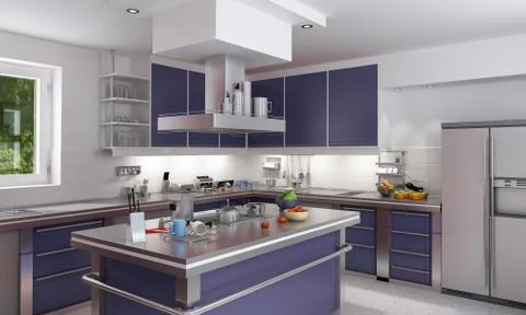 Elegant blue kitchen Stock Illustration