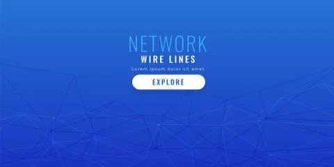 Elegant blue low poly network lines background Stock Illustration