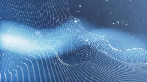 Elegant Blue Particle Wave, Flow with Cinematic Soft Focus Floating Snow Видео 344841919