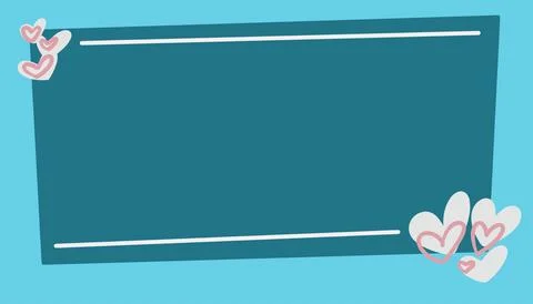 Elegant blue rectangular frame with heart decoration, perfect for love and ro Stock Illustration