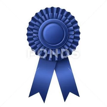 Elegant blue ribbon award symbolizing achievement isolated on white backgroun PSD Template