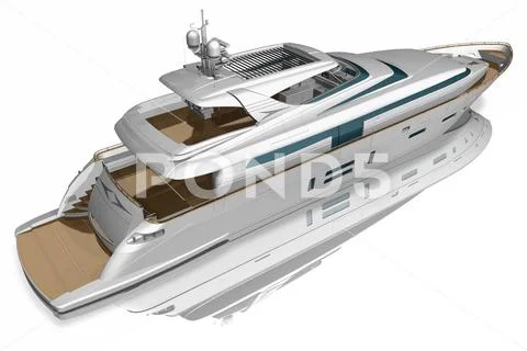 Elegant boat Yacht - 3D illustration. Stock Illustration