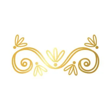 Elegant border frame with leafs decoration golden gradient style icon Stock Illustration