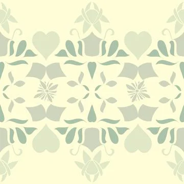 Elegant Border Pattern In Pale Green And Cream Stock Illustration