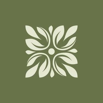 Elegant botanical logo design featuring stylized leaves arranged Stock Illustration
