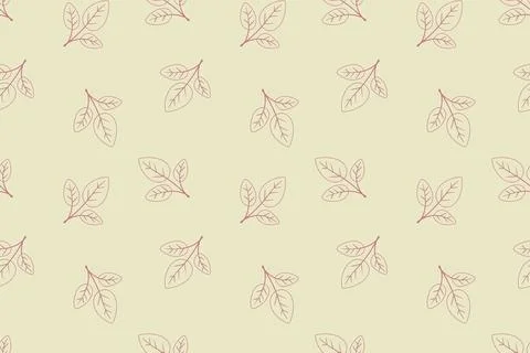 Elegant botanical seamless pattern featuring delicate red leaf sprigs on a .. Stockillustratie