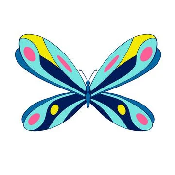 Elegant bright colored butterfly , vector illustration, icon. Stock Illustration