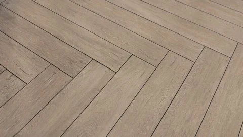 Elegant Brown Ceramic Floor Tiles in Herringbone Pattern Stock Footage 336363899