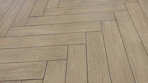 Elegant Brown Ceramic Floor Tiles in Herringbone Pattern Stock Footage 336392945