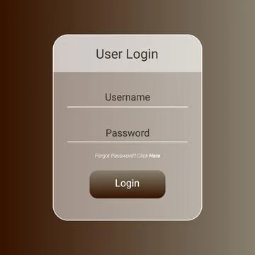 Elegant Brown Gradient Login Screen Interface Stock Illustration