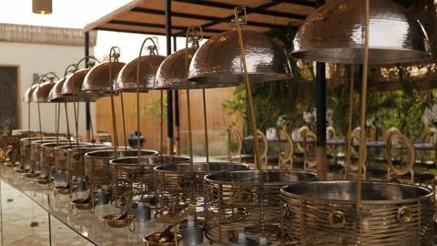 Elegant buffet service with sumptuous platters. Video. KSA. Stock Footage 305352807