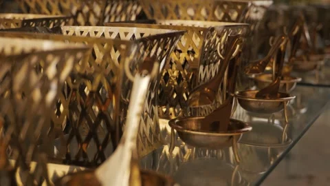 Elegant buffet service with sumptuous platters. Video. KSA. Stock Footage 305356372