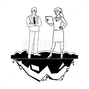 Elegant business couple on the lawn Stock Illustration