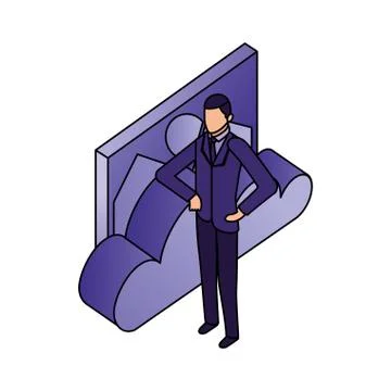 Elegant businessman with cloud computing Stockillustratie