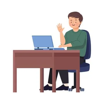 Elegant businessman using computer 스톡 일러스트