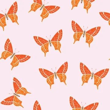 Elegant butterfly vector seamless pattern Stock Illustration