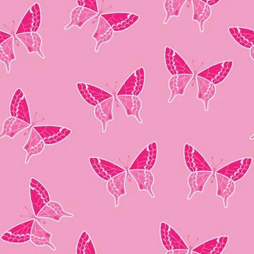 Elegant butterfly vector seamless pattern Stock Illustration