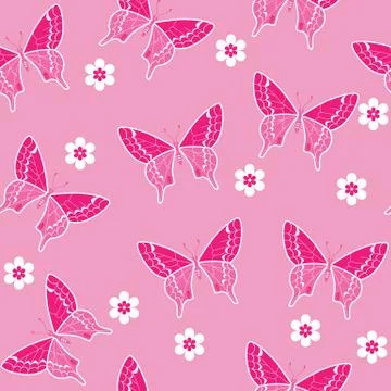 Elegant butterfly vector seamless pattern Stock Illustration