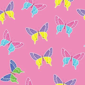 Elegant butterfly vector seamless pattern Stock Illustration