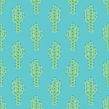 Elegant cactus vector seamless pattern Stock Illustration