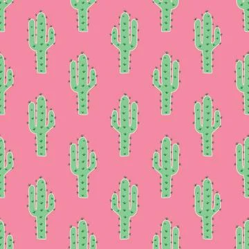 Elegant cactus vector seamless pattern Stock Illustration