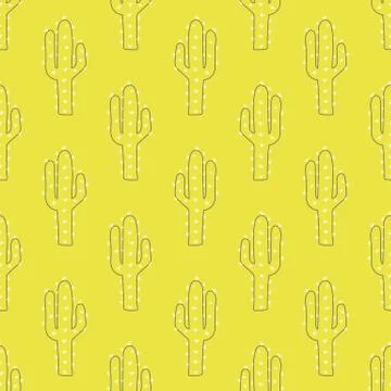 Elegant cactus vector seamless pattern Stock Illustration