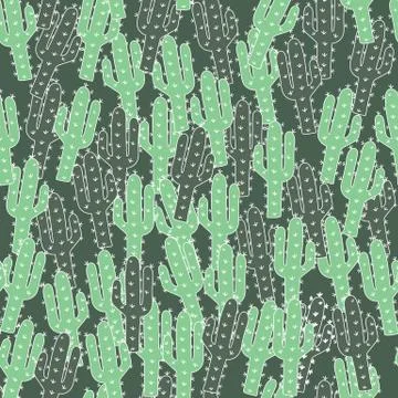 Elegant cactus vector seamless pattern Stock Illustration