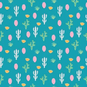 Elegant cactus vector seamless pattern Stock Illustration