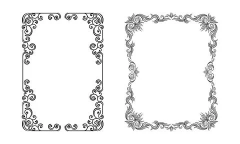 Elegant calligraphic frames set. Vintage black decor borders of rectangular Stock Illustration