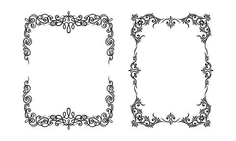 Elegant calligraphic frames set. Vintage black ink decor borders vector Stock Illustration