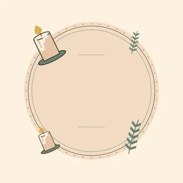 Elegant candlelight frame with winter pine. Editable ornamental frame with an Stock Illustration