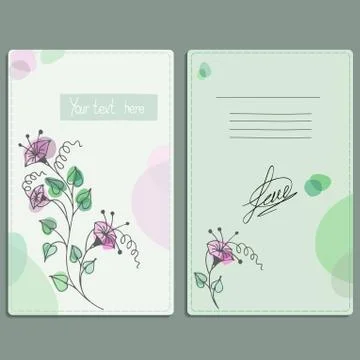 Elegant cards with decorative flowers, design elements. Stock Illustration